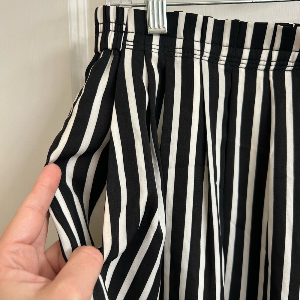 J. Crew Mercantile Womens Size 10 High Waisted Black White Striped Pleated Skirt - Picture 4 of 11